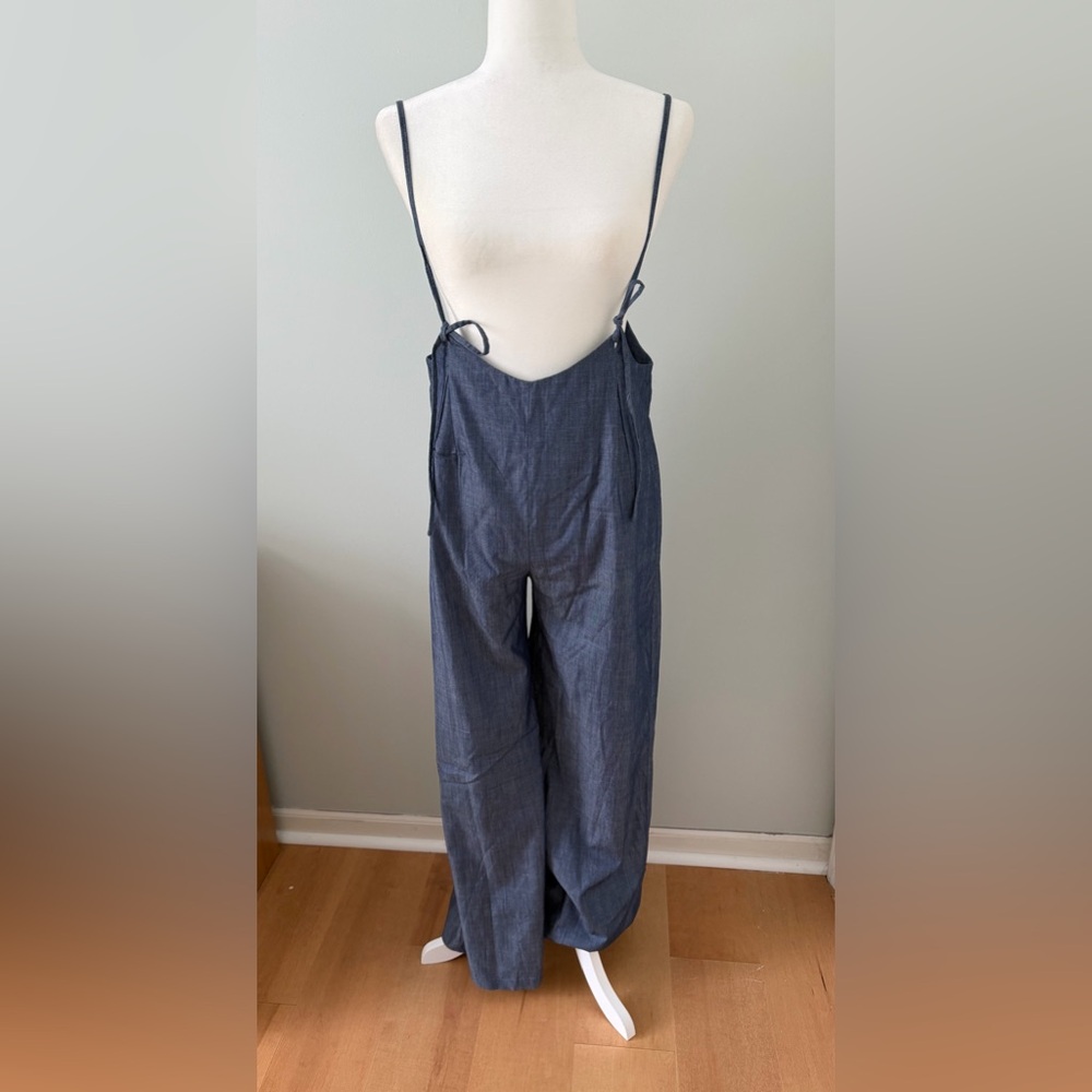 Wide-Leg Tie-Strap Jumpsuit in Dark Blue